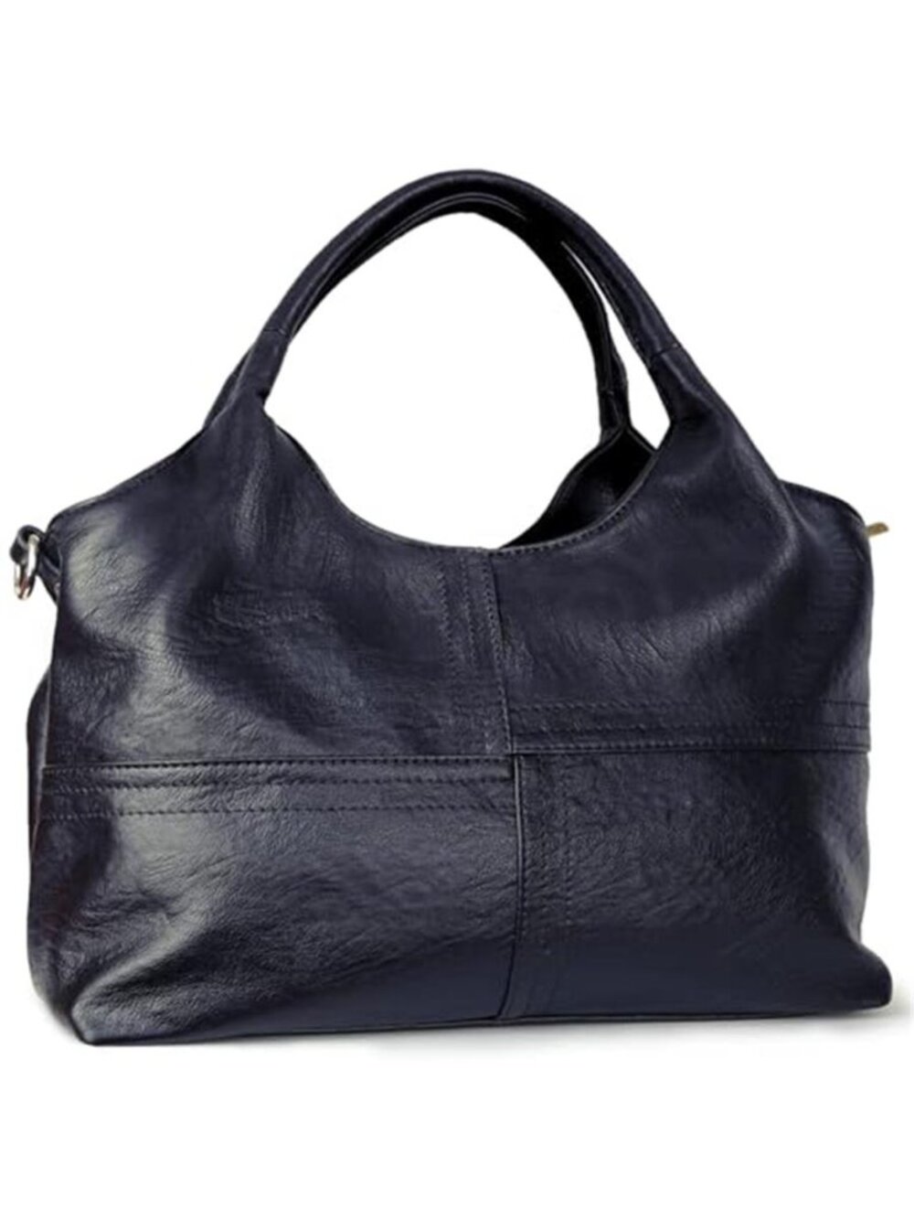 Blue Vegan Leather Satchel Handbag Shoulder Strap Crossbody Work Tote Purse